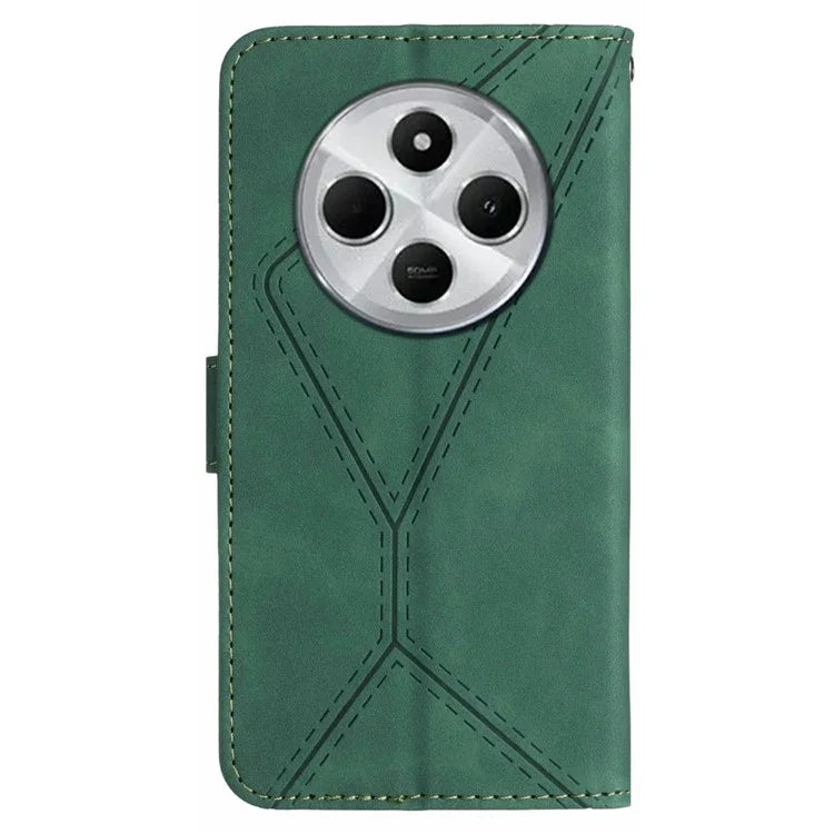 HT05 For Xiaomi Redmi 14C 4G Case Skin-Touch Lines PU Leather Flip Phone Cover