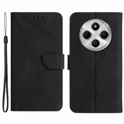 HT05 For Xiaomi Redmi 14C 4G Case Skin-Touch Lines PU Leather Flip Phone Cover