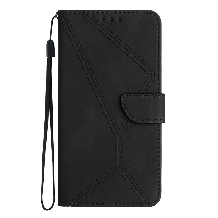 HT05 For Xiaomi Redmi 14C 4G Case Skin-Touch Lines PU Leather Flip Phone Cover