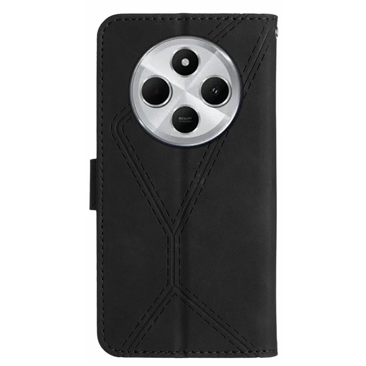 HT05 For Xiaomi Redmi 14C 4G Case Skin-Touch Lines PU Leather Flip Phone Cover