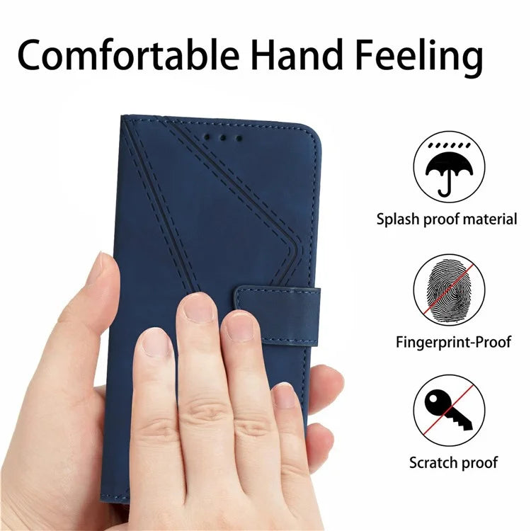 HT05 For Xiaomi Redmi 14C 4G Case Skin-Touch Lines PU Leather Flip Phone Cover