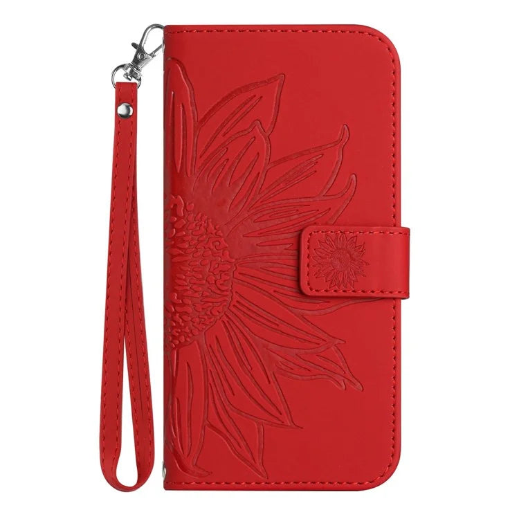 HT04 For Xiaomi Redmi 14C 4G Case Sunflower Imprint Leather Wallet Phone Cover with Wrist Strap
