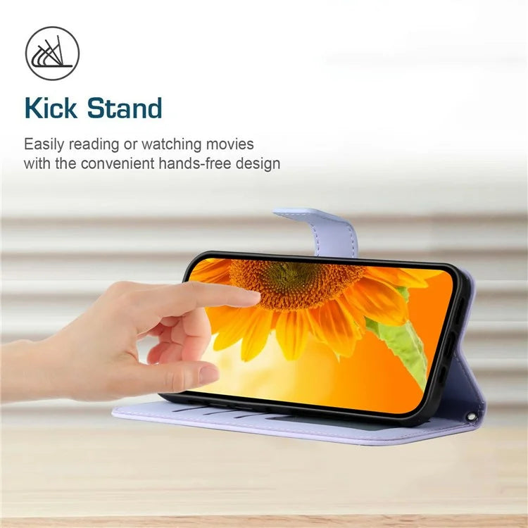 HT04 For Xiaomi Redmi 14C 4G Case Sunflower Imprint Leather Wallet Phone Cover with Wrist Strap