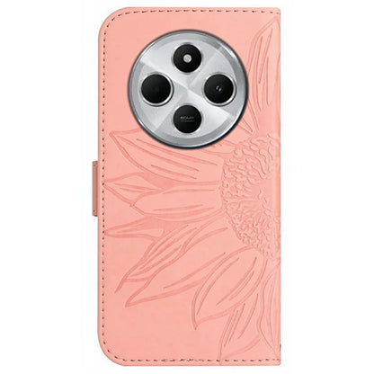 HT04 For Xiaomi Redmi 14C 4G Case Sunflower Imprint Leather Wallet Phone Cover with Wrist Strap