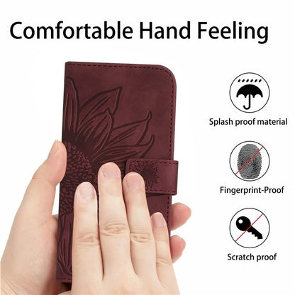HT04 For Xiaomi Redmi 14C 4G Case Sunflower Imprint Leather Wallet Phone Cover with Wrist Strap
