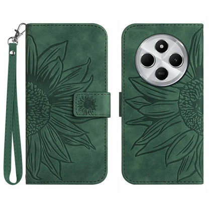 HT04 For Xiaomi Redmi 14C 4G Case Sunflower Imprint Leather Wallet Phone Cover with Wrist Strap