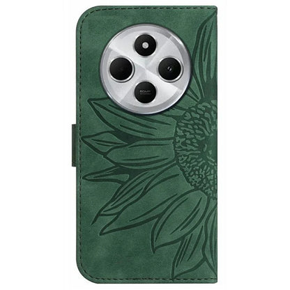 HT04 For Xiaomi Redmi 14C 4G Case Sunflower Imprint Leather Wallet Phone Cover with Wrist Strap