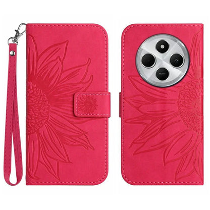 HT04 For Xiaomi Redmi 14C 4G Case Sunflower Imprint Leather Wallet Phone Cover with Wrist Strap