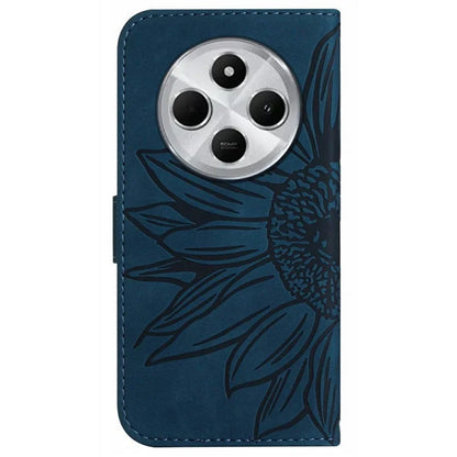 HT04 For Xiaomi Redmi 14C 4G Case Sunflower Imprint Leather Wallet Phone Cover with Wrist Strap