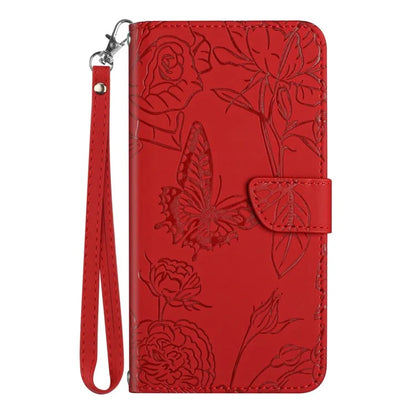 HT03 For Xiaomi Redmi 14C 4G Case Butterfly Flower Imprint Leather Phone Cover with Strap