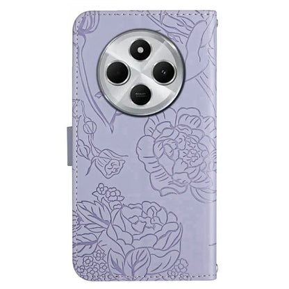 HT03 For Xiaomi Redmi 14C 4G Case Butterfly Flower Imprint Leather Phone Cover with Strap