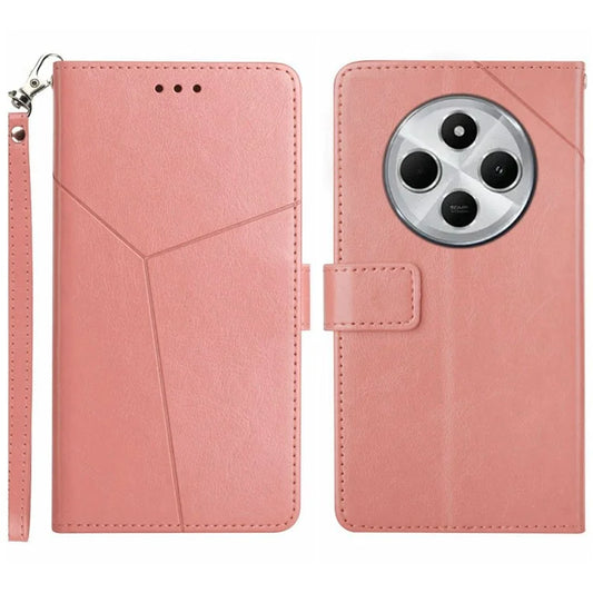 HT01 For Xiaomi Redmi 14C 4G Case Y-Shaped Lines Imprint Leather Phone Cover