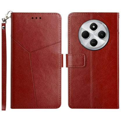 HT01 For Xiaomi Redmi 14C 4G Case Y-Shaped Lines Imprint Leather Phone Cover