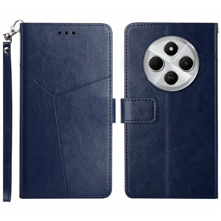 HT01 For Xiaomi Redmi 14C 4G Case Y-Shaped Lines Imprint Leather Phone Cover