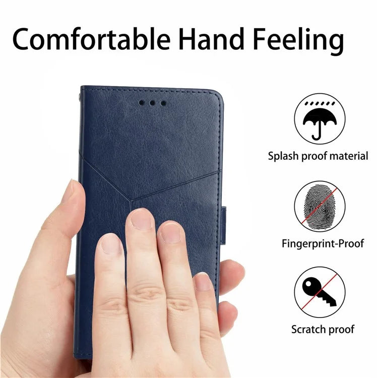 HT01 For Xiaomi Redmi 14C 4G Case Y-Shaped Lines Imprint Leather Phone Cover