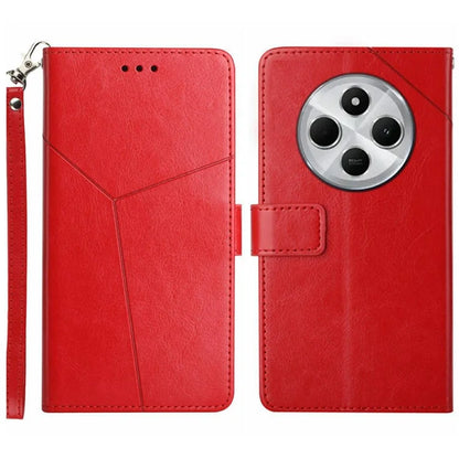 HT01 For Xiaomi Redmi 14C 4G Case Y-Shaped Lines Imprint Leather Phone Cover