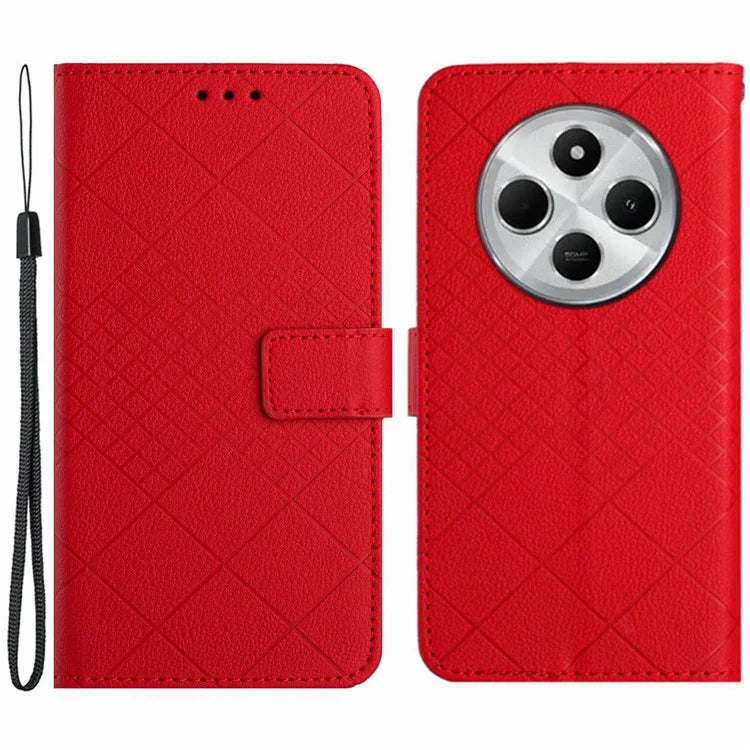 HT06 For Xiaomi Redmi 14C 4G Wallet Phone Case Imprint PU Leather Flip Folio Cover