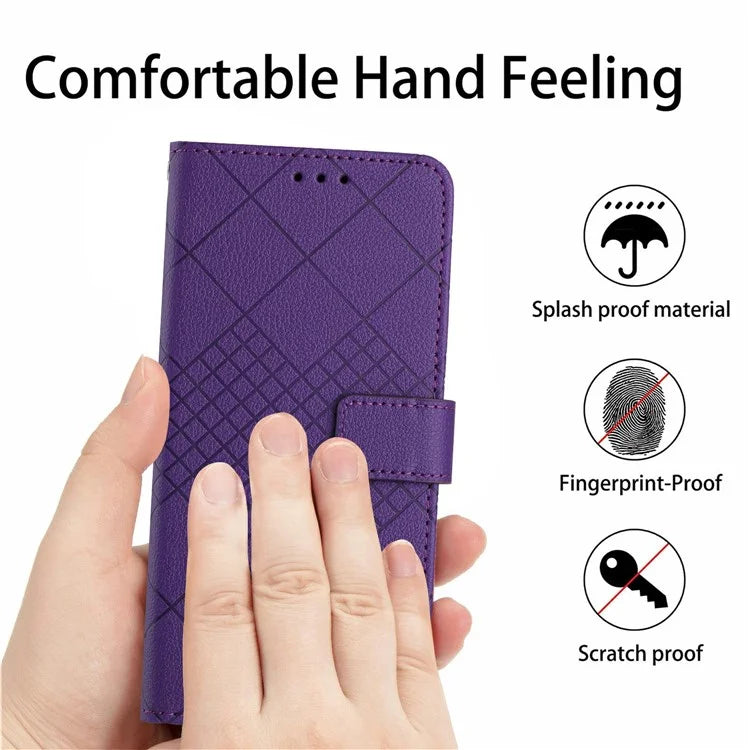 HT06 For Xiaomi Redmi 14C 4G Wallet Phone Case Imprint PU Leather Flip Folio Cover