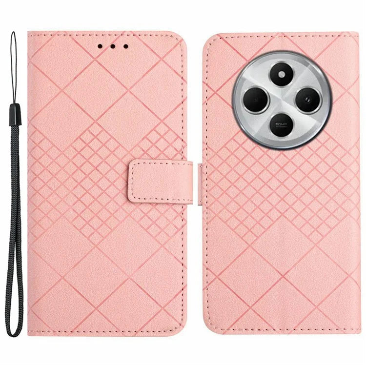HT06 For Xiaomi Redmi 14C 4G Wallet Phone Case Imprint PU Leather Flip Folio Cover