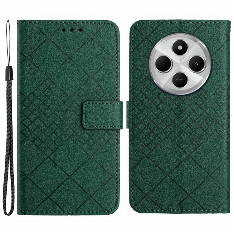HT06 For Xiaomi Redmi 14C 4G Wallet Phone Case Imprint PU Leather Flip Folio Cover