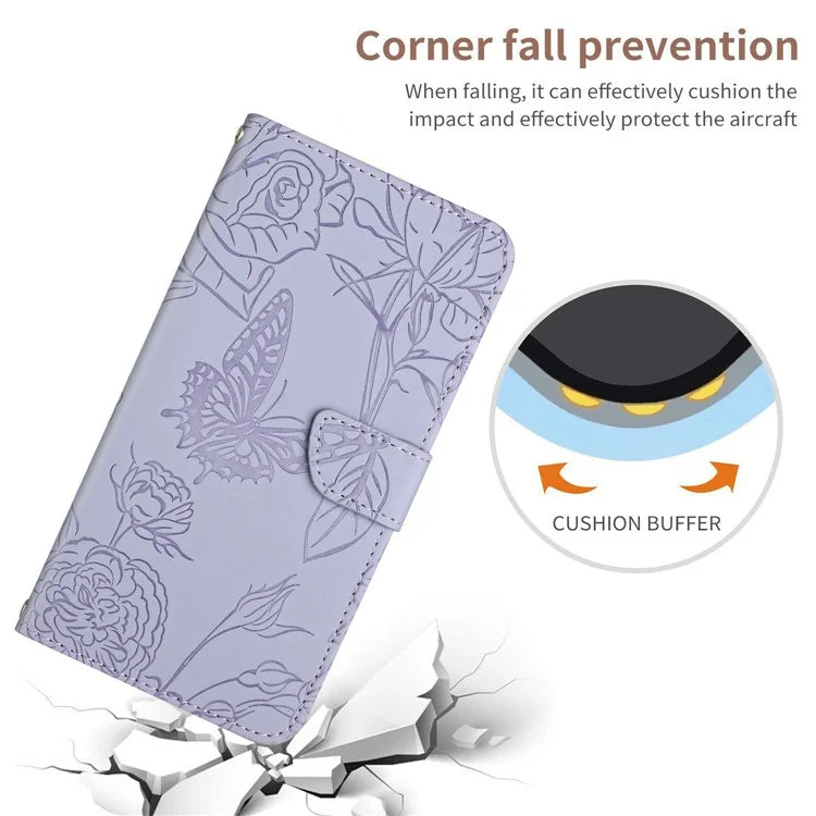 HT03 For Xiaomi 14T Case Anti-Drop Leather Phone Cover Butterfly Flower Imprint