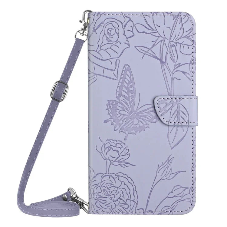 HT03 For Xiaomi 14T Case Anti-Drop Leather Phone Cover Butterfly Flower Imprint