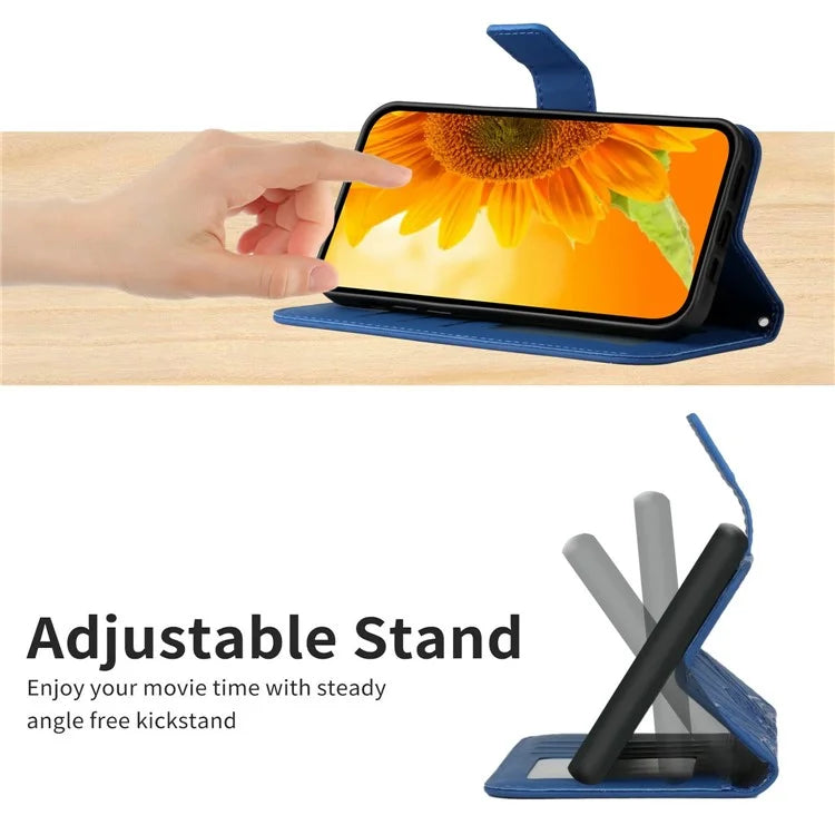 HT04 For Xiaomi 14T Case Sunflower Imprint Leather Wallet Phone Cover with Wrist Strap