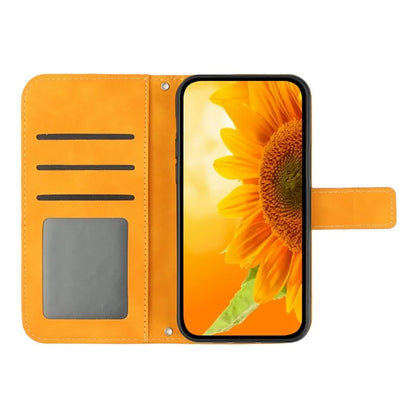 HT04 For Xiaomi 14T Case Sunflower Imprint Leather Wallet Phone Cover with Wrist Strap
