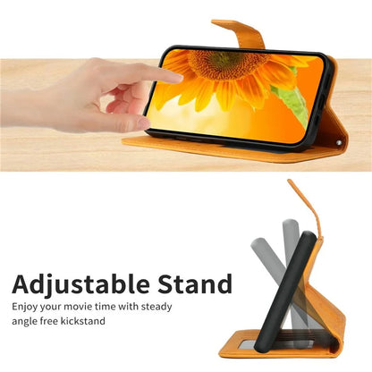 HT04 For Xiaomi 14T Case Sunflower Imprint Leather Wallet Phone Cover with Wrist Strap