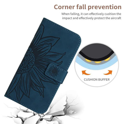 HT04 For Xiaomi 14T Case Sunflower Imprint Leather Wallet Phone Cover with Wrist Strap