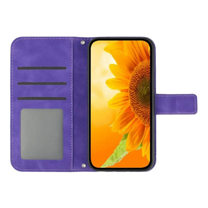 HT04 For Xiaomi 14T Case Sunflower Imprint Leather Wallet Phone Cover with Wrist Strap