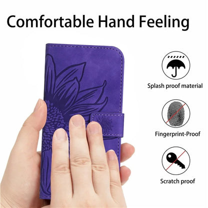 HT04 For Xiaomi 14T Case Sunflower Imprint Leather Wallet Phone Cover with Wrist Strap