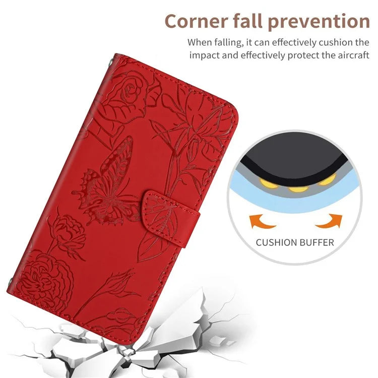 HT03 For Xiaomi 14T Case Butterfly Flower Imprint Leather Phone Cover with Strap