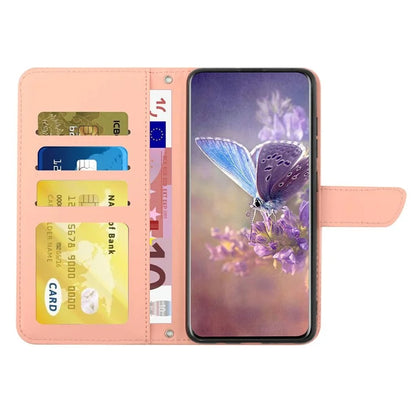 HT03 For Xiaomi 14T Case Butterfly Flower Imprint Leather Phone Cover with Strap