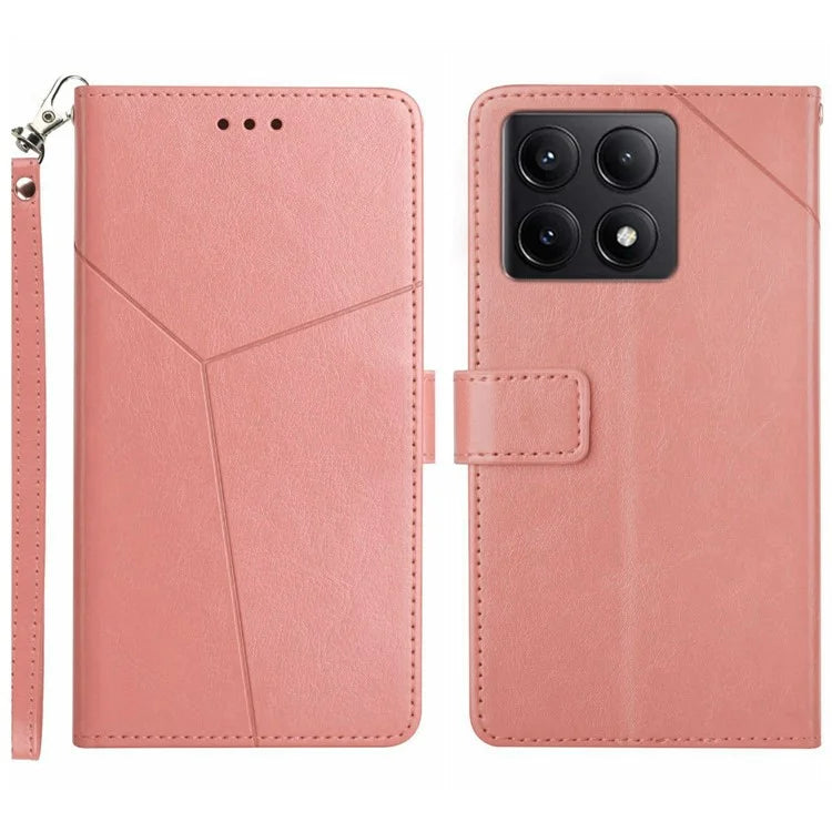 HT01 For Xiaomi 14T Case Y-Shaped Lines Imprint Leather Phone Cover