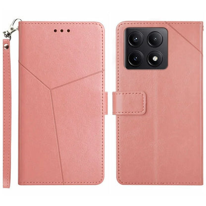 HT01 For Xiaomi 14T Case Y-Shaped Lines Imprint Leather Phone Cover