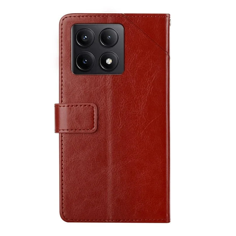 HT01 For Xiaomi 14T Case Y-Shaped Lines Imprint Leather Phone Cover