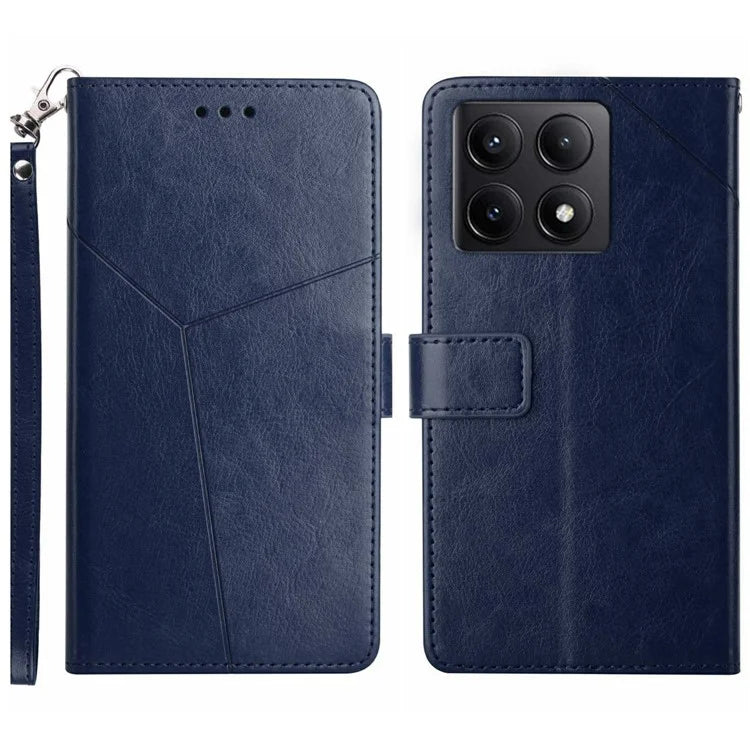 HT01 For Xiaomi 14T Case Y-Shaped Lines Imprint Leather Phone Cover