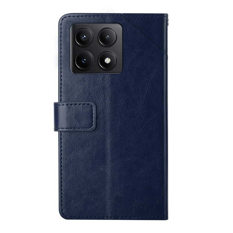 HT01 For Xiaomi 14T Case Y-Shaped Lines Imprint Leather Phone Cover
