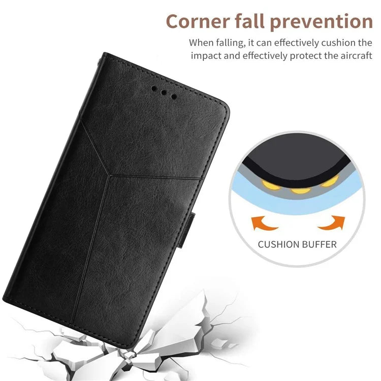 HT01 For Xiaomi 14T Case Y-Shaped Lines Imprint Leather Phone Cover