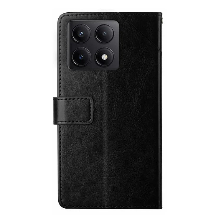 HT01 For Xiaomi 14T Case Y-Shaped Lines Imprint Leather Phone Cover
