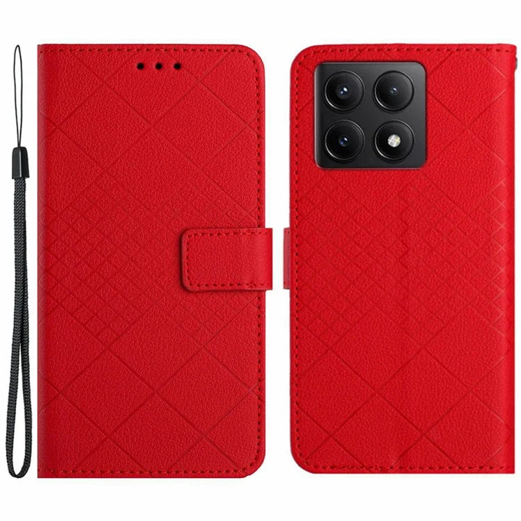 HT06 For Xiaomi 14T Wallet Phone Case Imprint PU Leather Flip Folio Cover