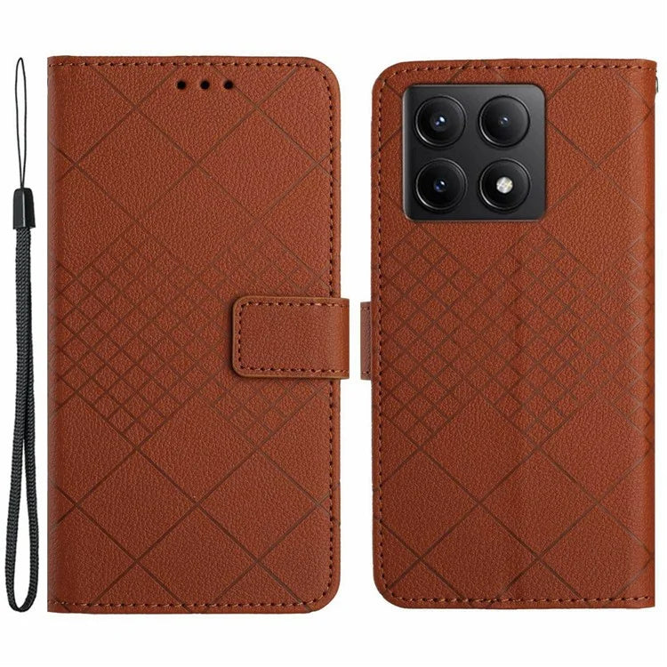 HT06 For Xiaomi 14T Wallet Phone Case Imprint PU Leather Flip Folio Cover