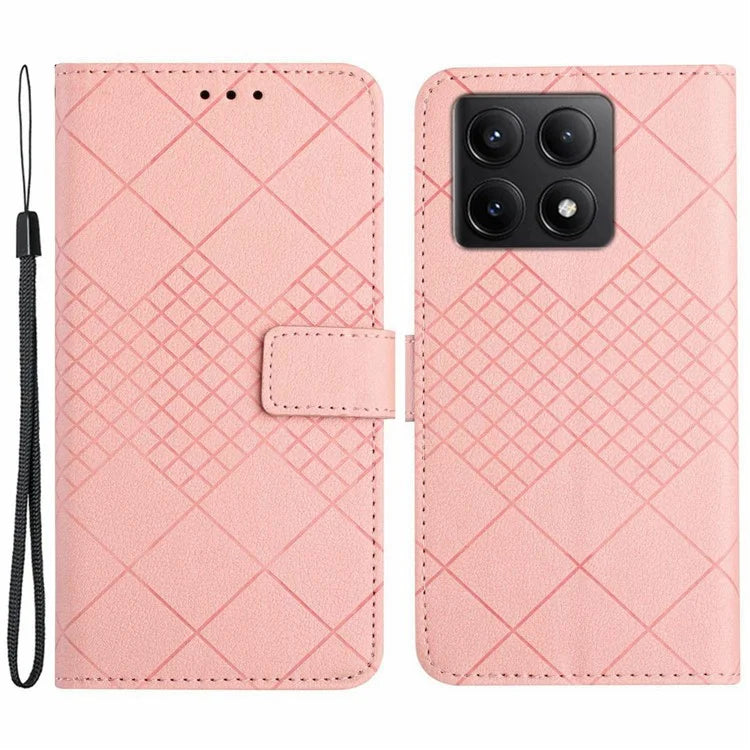 HT06 For Xiaomi 14T Wallet Phone Case Imprint PU Leather Flip Folio Cover