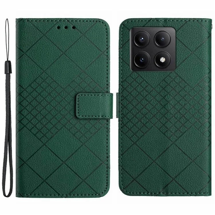 HT06 For Xiaomi 14T Wallet Phone Case Imprint PU Leather Flip Folio Cover