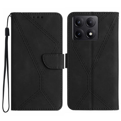 HT05 For Xiaomi 14T Case Skin-Touch Lines PU Leather Flip Phone Cover