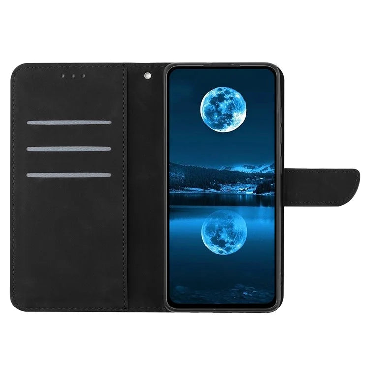 HT05 For Xiaomi 14T Case Skin-Touch Lines PU Leather Flip Phone Cover
