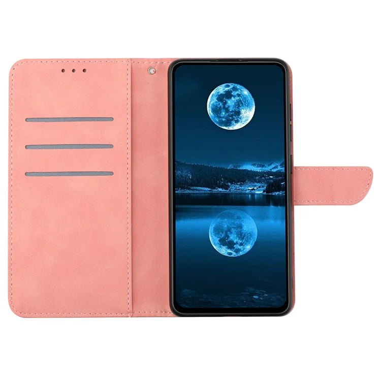 HT05 For Xiaomi 14T Case Skin-Touch Lines PU Leather Flip Phone Cover