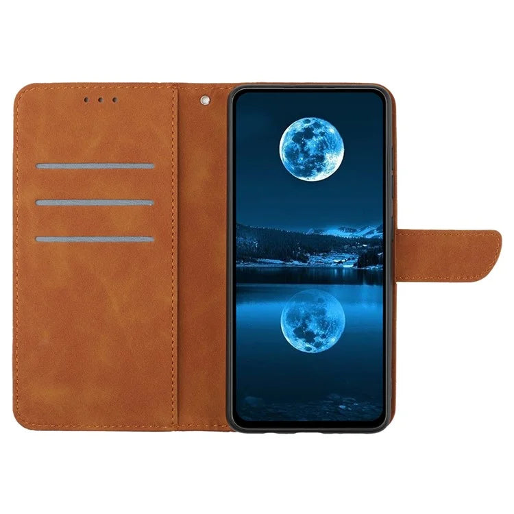 HT05 For Xiaomi 14T Case Skin-Touch Lines PU Leather Flip Phone Cover