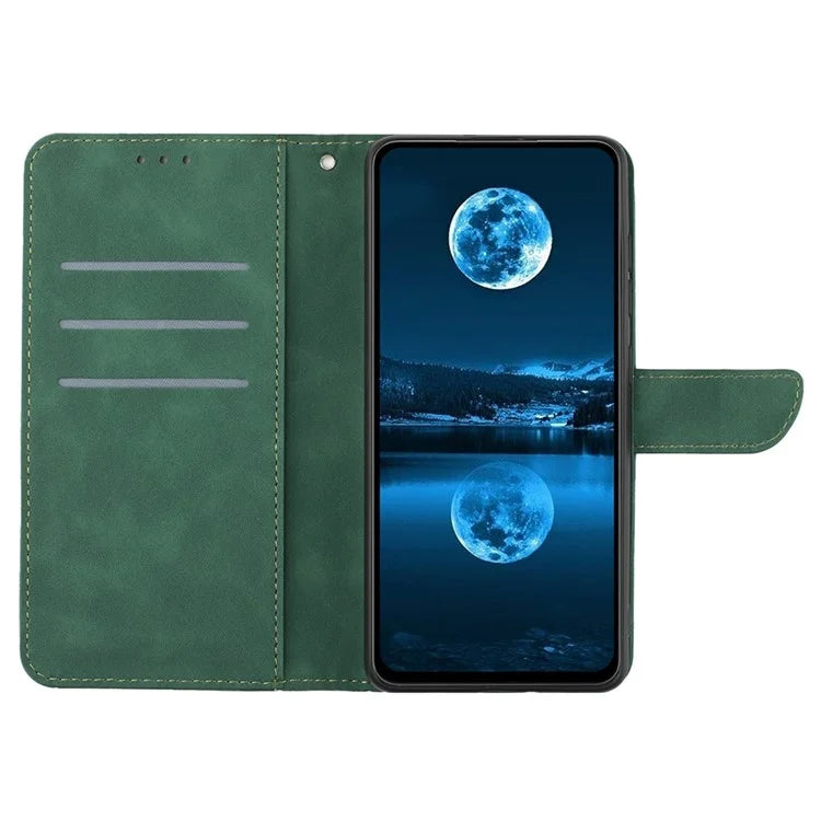 HT05 For Xiaomi 14T Case Skin-Touch Lines PU Leather Flip Phone Cover